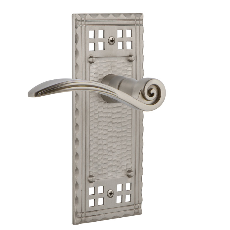 Craftsman Plate Privacy (Bed & Bath) with Swan Lever, 2.75", Satin Nickel