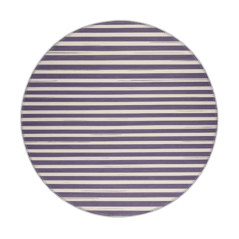 Tapis intérieur / extérieur mauve HorizontalStripes, Rond 5 pi