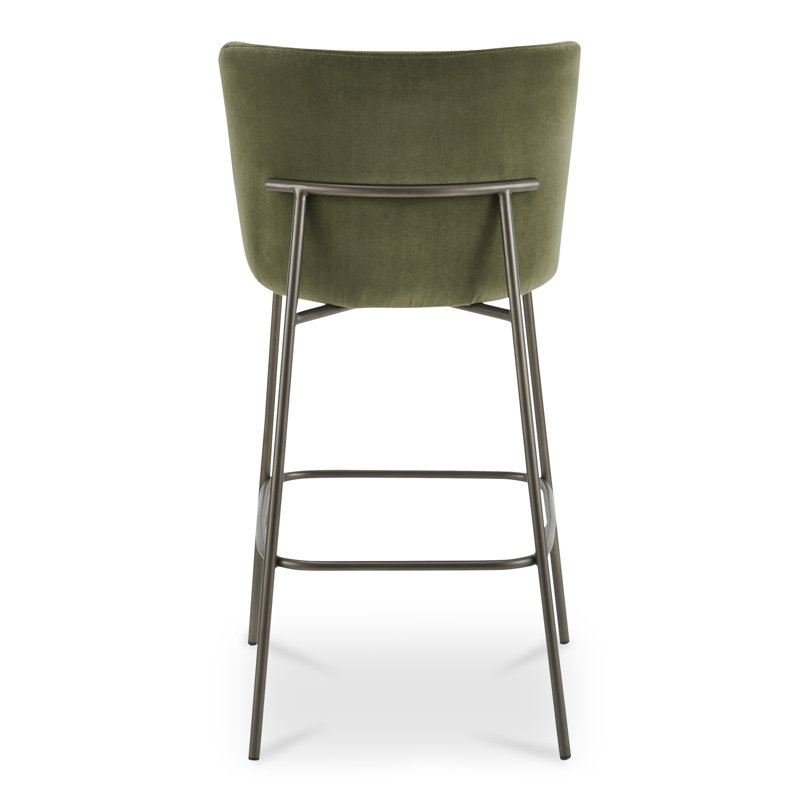 Early Upholstered Stool, Green Velvet, Bar Stool (30.3" Seat Height)