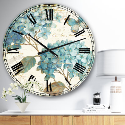 Butterfly Blue Garden I - Horloge murale traditionnelle