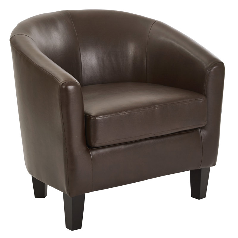 Slaven Faux Leather Barrel Chair, Cocoa Faux Leather