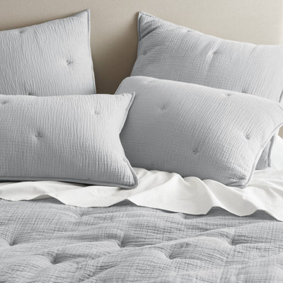 Ensembles de literie en coton de qualité supérieure, 1 pièce, taie décorative européenne, doux et doux pour la peau, 26 po x 26 po, bleu