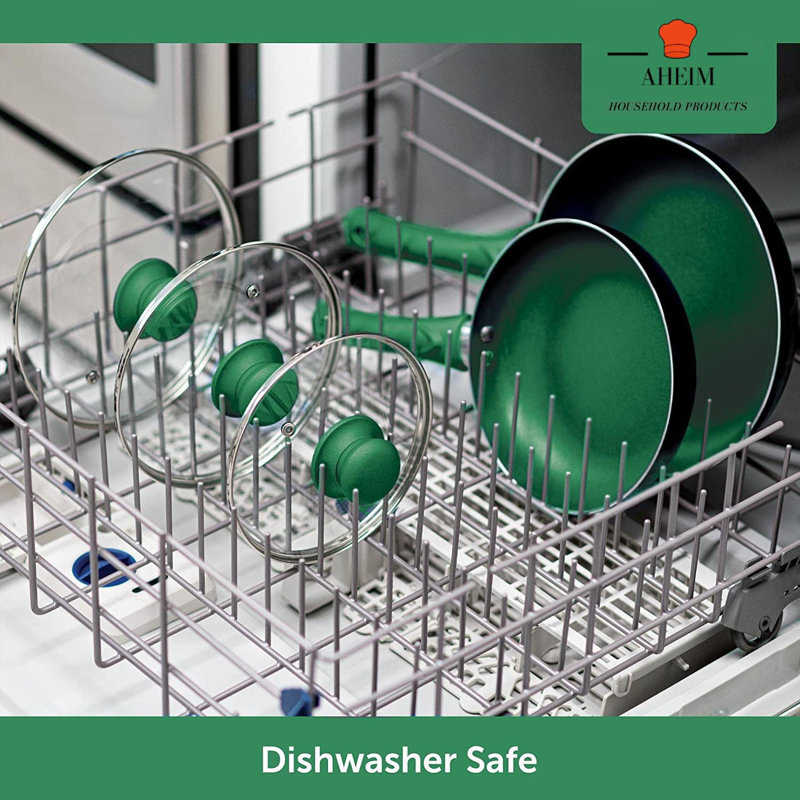 Green 11-Piece Aluminum Nonstick Cookware Set with Glass Lids