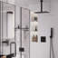 Système de douche à effet pluie noir mat à fixation au plafond avec robinetterie encastrée, ensemble de robinetterie carrée à 2 fonctions avec douchette à main-62289643