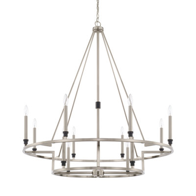 Simons 12 - Light Dimmable Wagon Wheel Chandelier