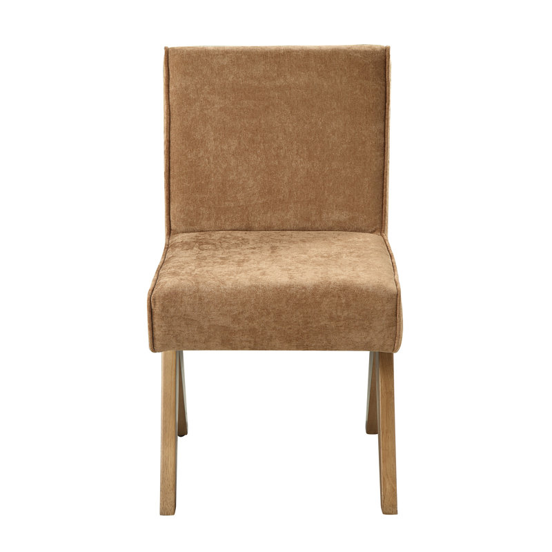 Chaise d'appoint en chenille et chêne chocolat (ensemble de 2)