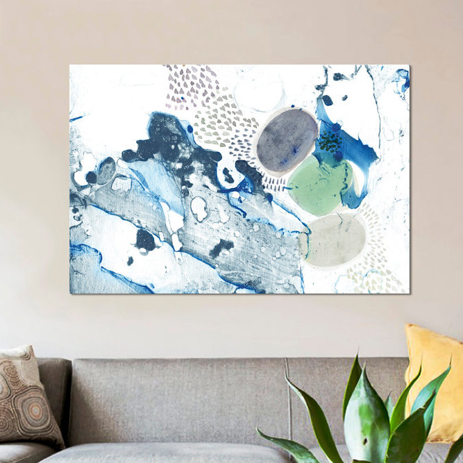 «Blue Marble» par Sara Franklin, reproduction d'art sur toile tendue, Papier d'art encadré noir, Blanc