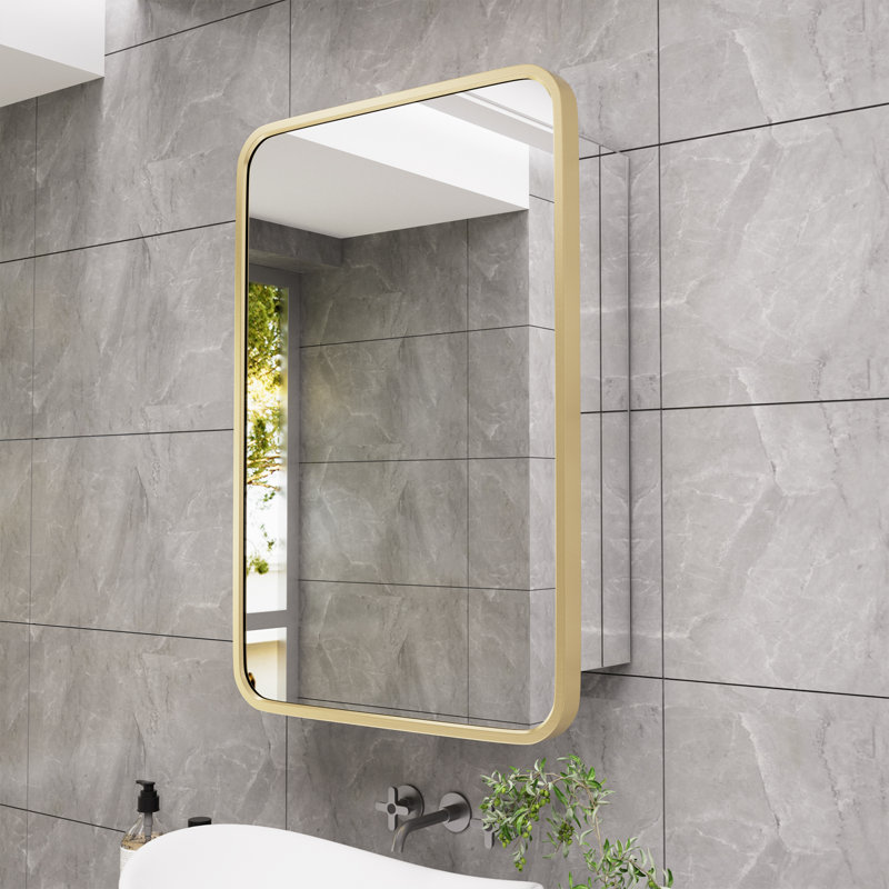 Armoire à pharmacie avec miroir réglable Anaahat, Or, H 24 po x l 16 po x P 3,8 po