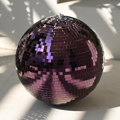  12" Large Disco Ball Mirror Big Hanging Glass Decor for 70s 80s Party Events Wedding DJ Dance Club Stage Lighting Purple