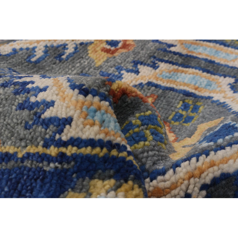 Tapis gris en laine noué à la main 8 pi 11 po x 12 pi 1 po Jules Serapi