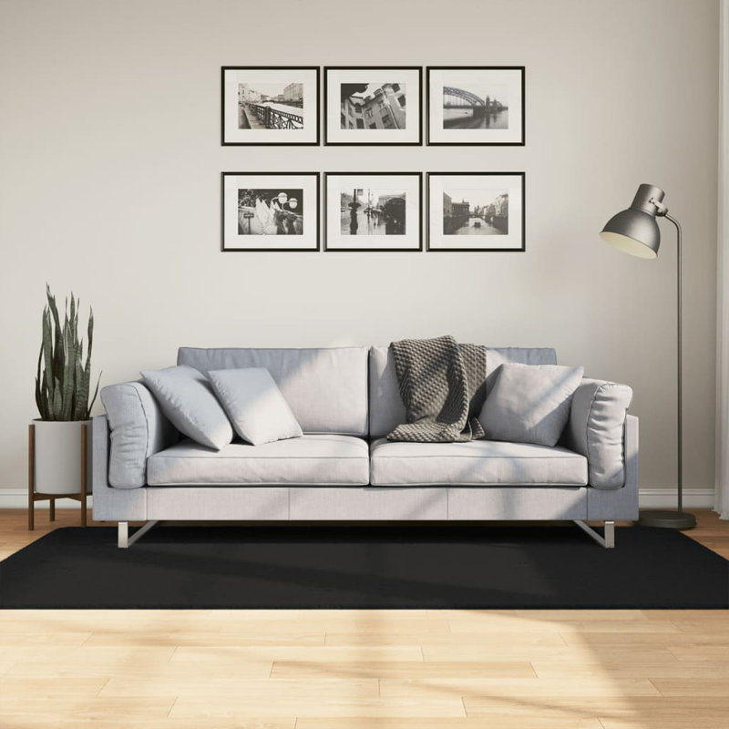 Rug "HUARTE" Short Pile Soft and Washable Black, Rectangle 100 x 200cm
