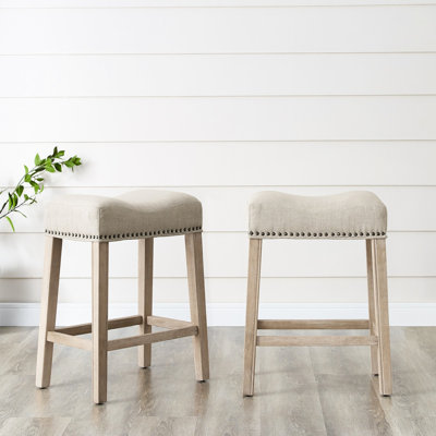 Tabouret de comptoir de 24 po sans dossier 24 po, brun clair, revêtu de bois pour la maison