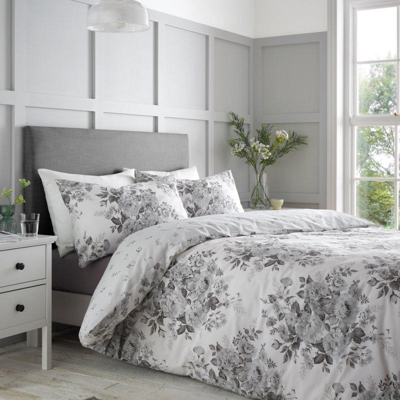 Elinda Floral Reversible Duvet Cover Set, Double Duvet Cover + 2 Standard Pillowcases