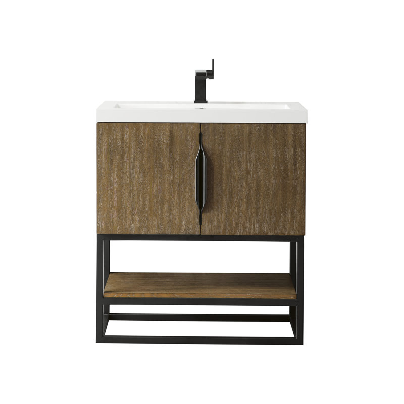 Columbia 31.5'' W Single Vanity, Latte Oak, Matte Black