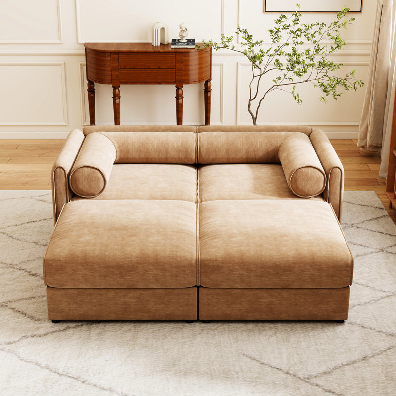 Chenille de chameau moderne avec 2 rangements, cylindrique pour le confort, rangement caché et flexibilité modulaire
