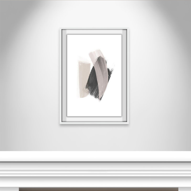 Alabaster Strokes - Peinture encadrée, Cadre blanc satiné, H 1,25 po x l 35,5 po x P 1,25 po