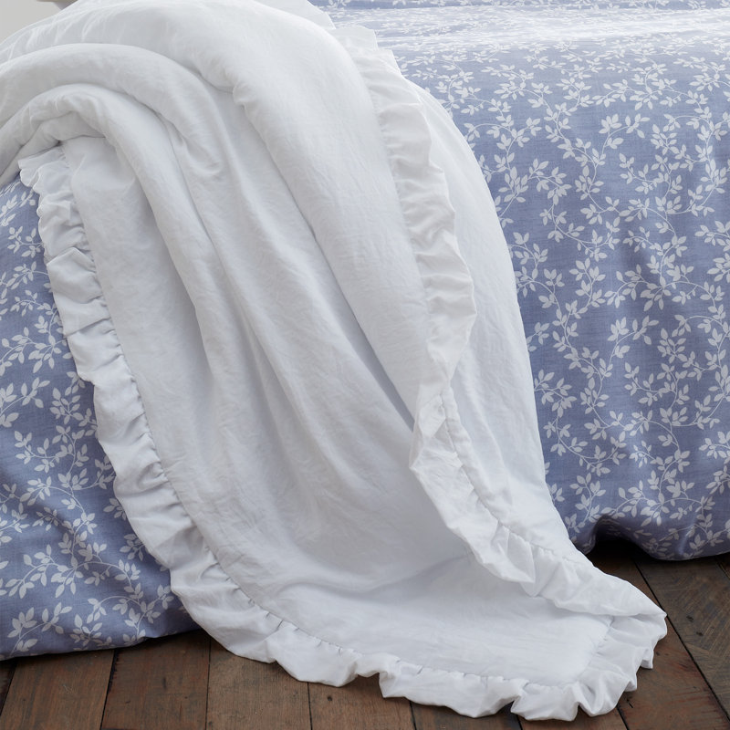 Soft Washed Frill Bedspread, White