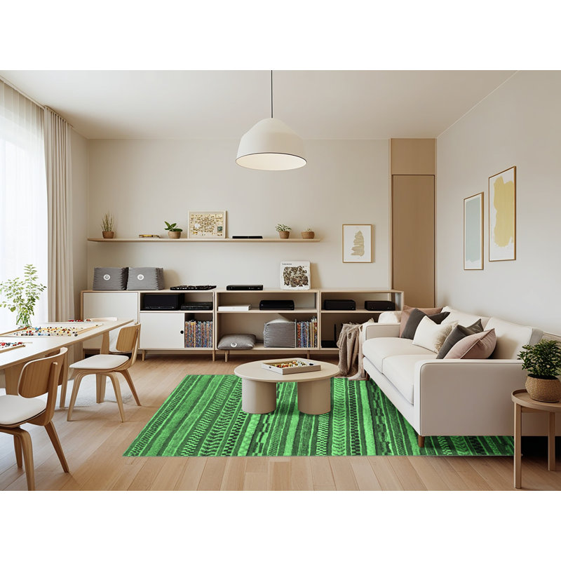 Washable Geometric Indoor Rug, Rectangle 7' x 9'