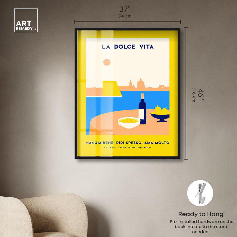 «Simple Pleasures Afloat Shadowbox Print Retro Summer Decor» par Art Remedy, H 46 po x l 37 po, Noir