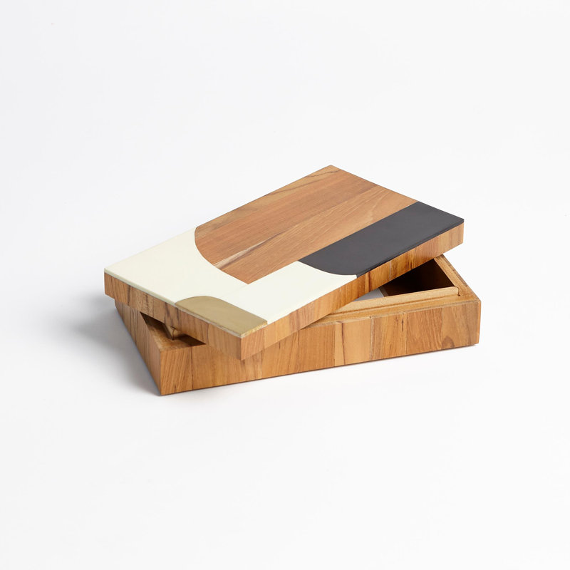 Inlaid Decorative Box, 2.25" H x 5.25" W x 9" D