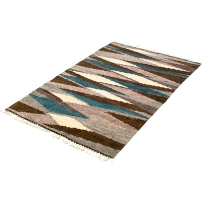 One-of-a-Kind Rectangle 4'10" X 8'4" New Age Wool Area Rug in Gray