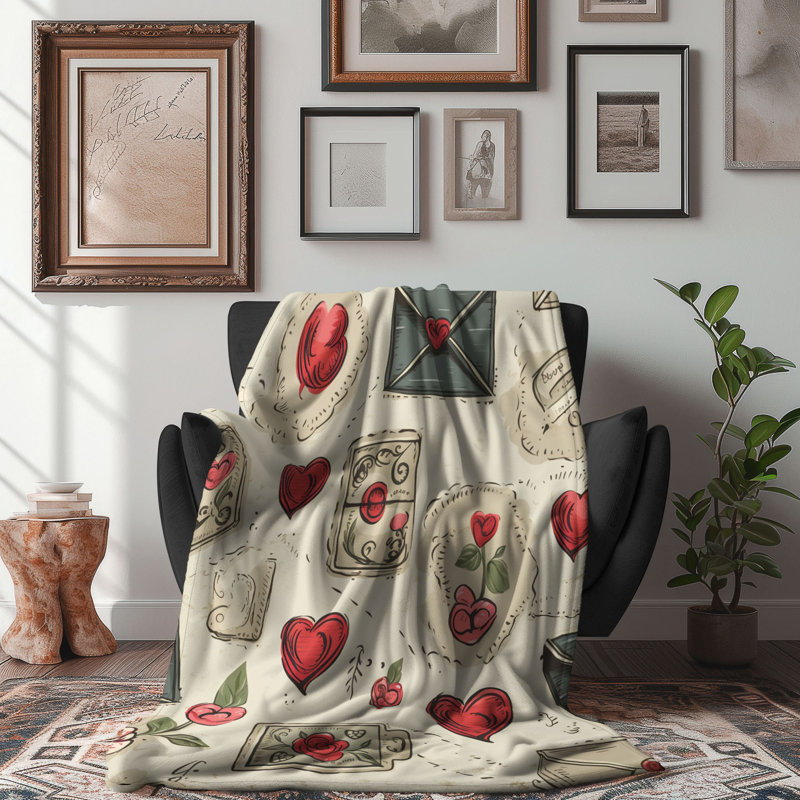 Lettre antique - couverture sherpa de qualité supérieure 1 pièce, L 50 po x L 60 po
