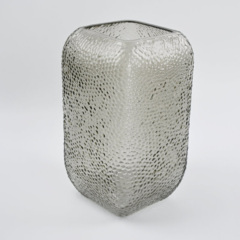 Smokey Brown Dimpled Square Vase, Green