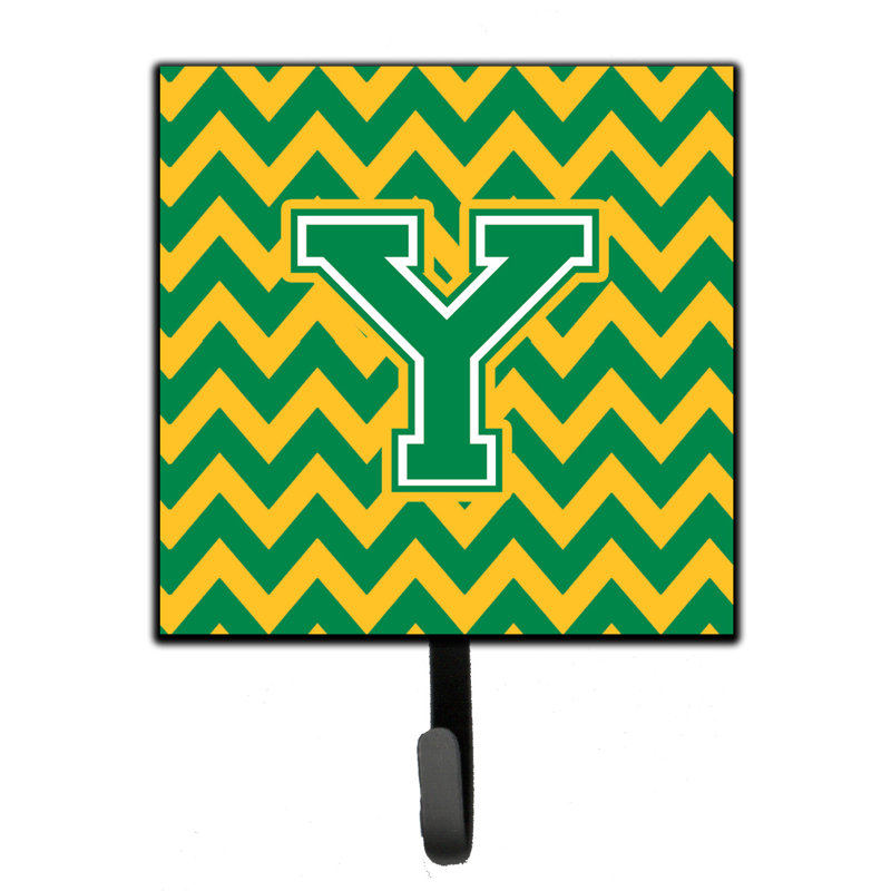 Makaiden Metal Wall Organizer with Key Hooks, Green/Gold