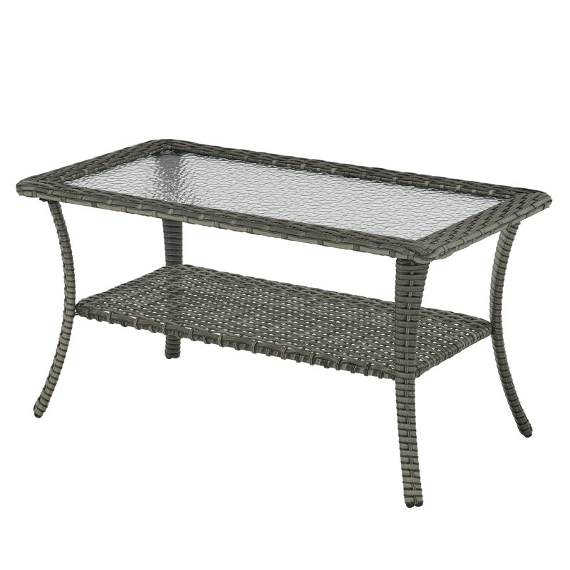 Carolina Rectangular All-Weather Wicker Outdoor Coffee Table With Storage , 39" In. W 22" In. D, Gray