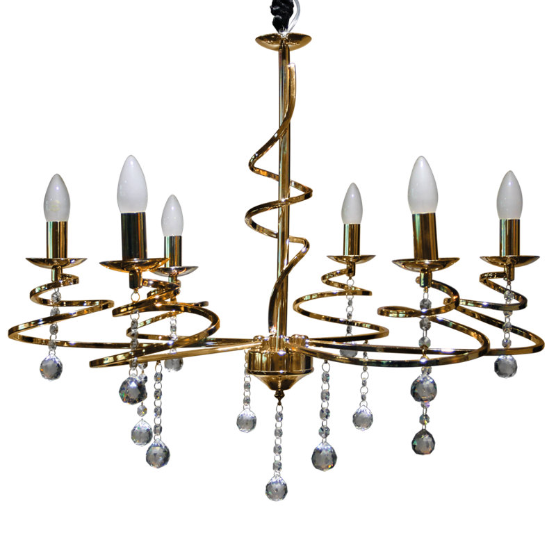 6 - Light Candle Style Chandelier, French Gold