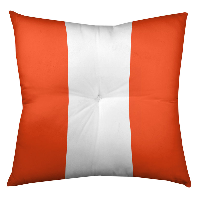  Coussin de sol touffeté, 26 po x 26 po, Orange / blanc