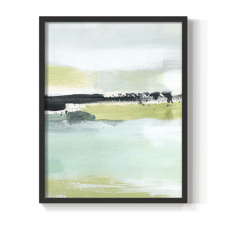 «Sea Green Layers I», reproduction encadrée - bois massif, Noir, noir, noir, noir, H 15 po x l 12 po