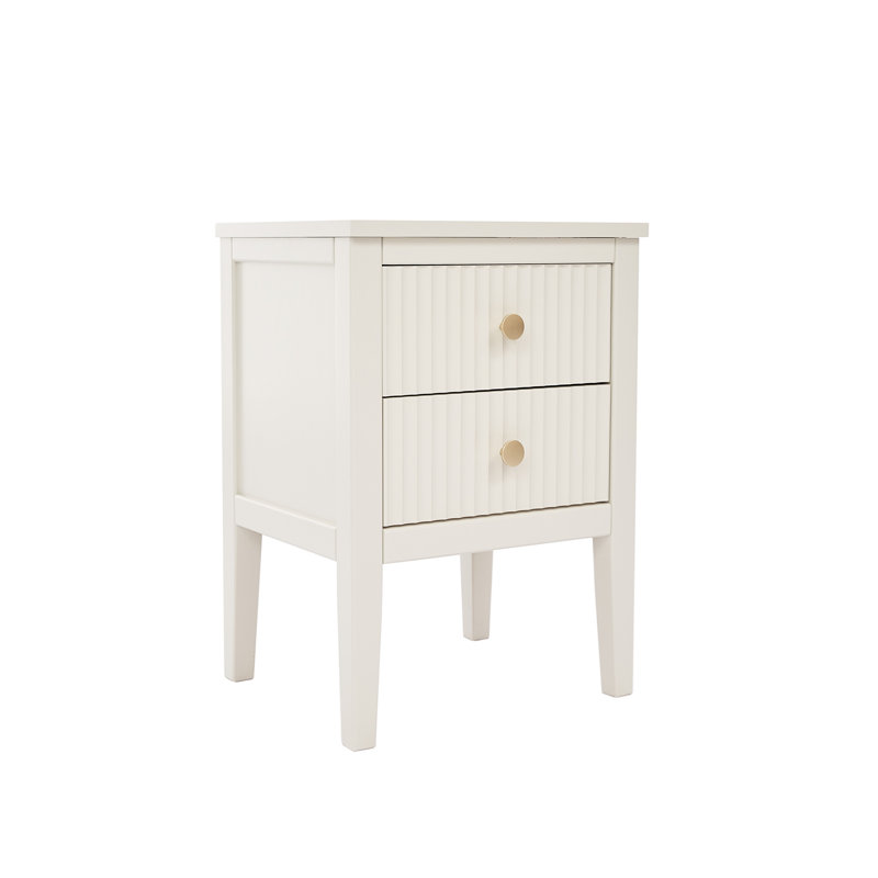 Amiere 42cm W Bedside Table, White