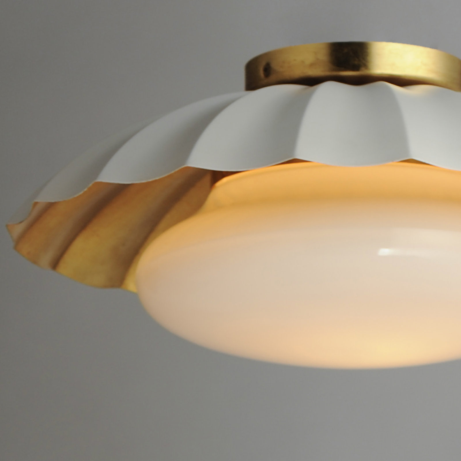 Granduca Single Light Glass Flush Mount, Matte White