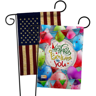 Double Sided 18.5'' H x 13'' W Polyester Birthday Garden Flag