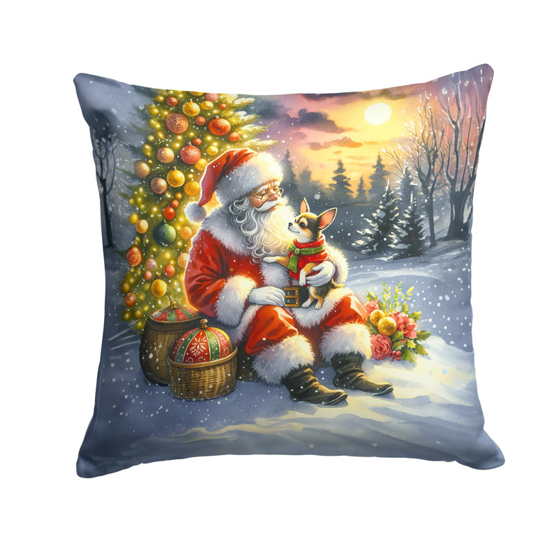 Coussin Chihuahua and Santa Claus, H 18 po x l 18 po
