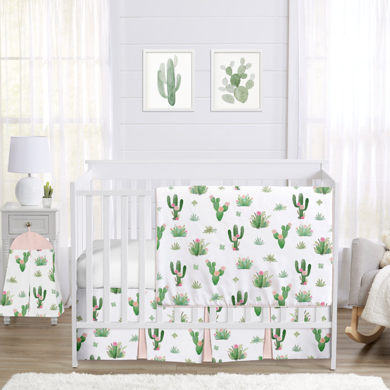 Ensemble de literie pour lit de bébé 4 pièces floral Cactus