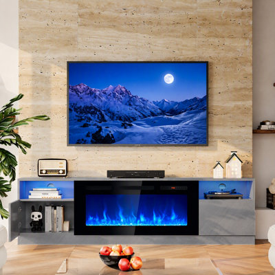 Janyriah TV Stand for TVs up to 80" with 36" Fireplace Included, Modern Entertainment Center