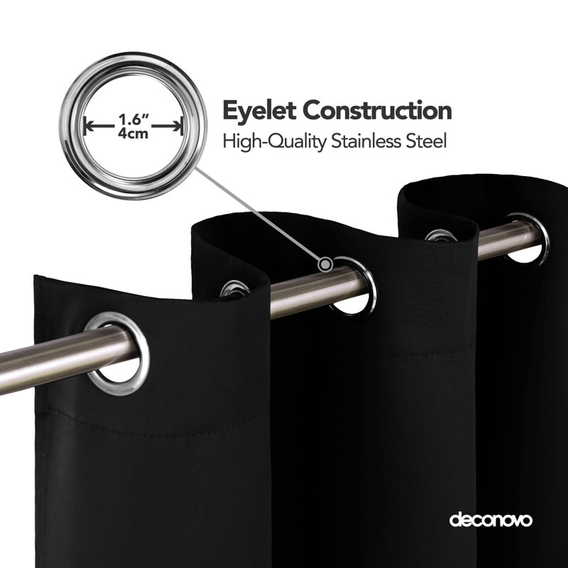 Blackout Curtain Single Panel, Black, Width 117 x Drop 138 cm