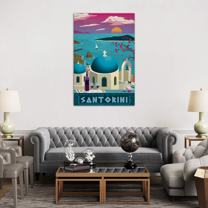 Santorini - No Frame Print on Canvas, 152.5 cm H x 101.5 cm W