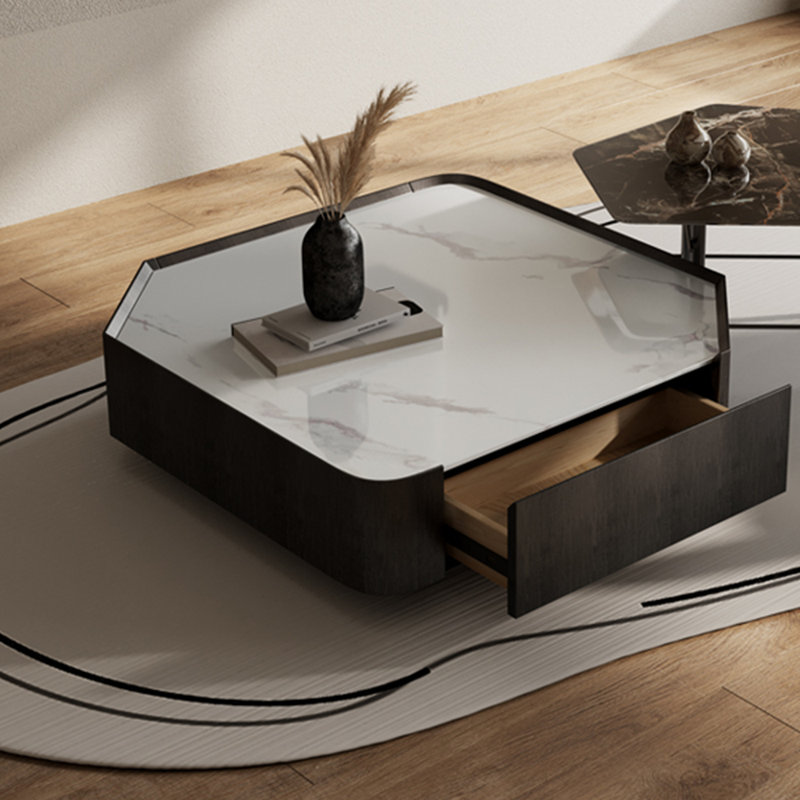 Solid wood creative art marble tea table