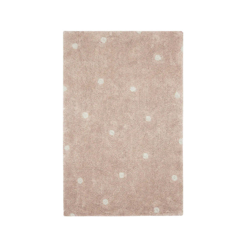 Tapis lavable rond à pois rose, Rectangle 3 pi 3 po x 4 pi 11 po