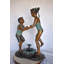 Young Boy And Girl Dancing Around Fountain Bronze Statue-Size 28" X 13" X 38"H