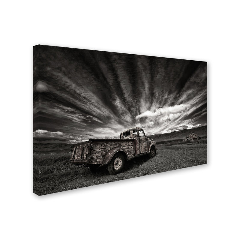 « old truck », reproduction de photo sur toile tendue, H 22 po x l 32 po