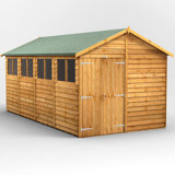 Powersheds 16 x 8ft Timber Overlap Garden Shed, Double Doors