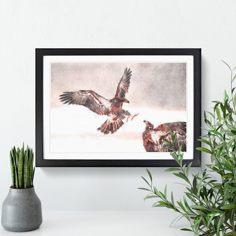 Eagle Attack - Picture Frame Graphic Art Print, Black Framed, 62cm H x 87cm W x 2cm D