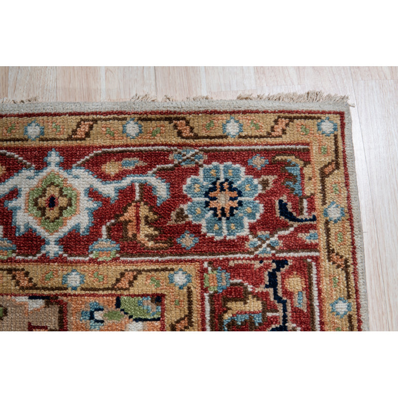 Tapis oriental traditionnel polyvalent en laine noué à la main ivoire, Rectangulaire 8 pi x 10 pi