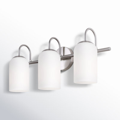 Raisa 22 In. 3 Light Brushed Nickel Vanity With White Glass Shade