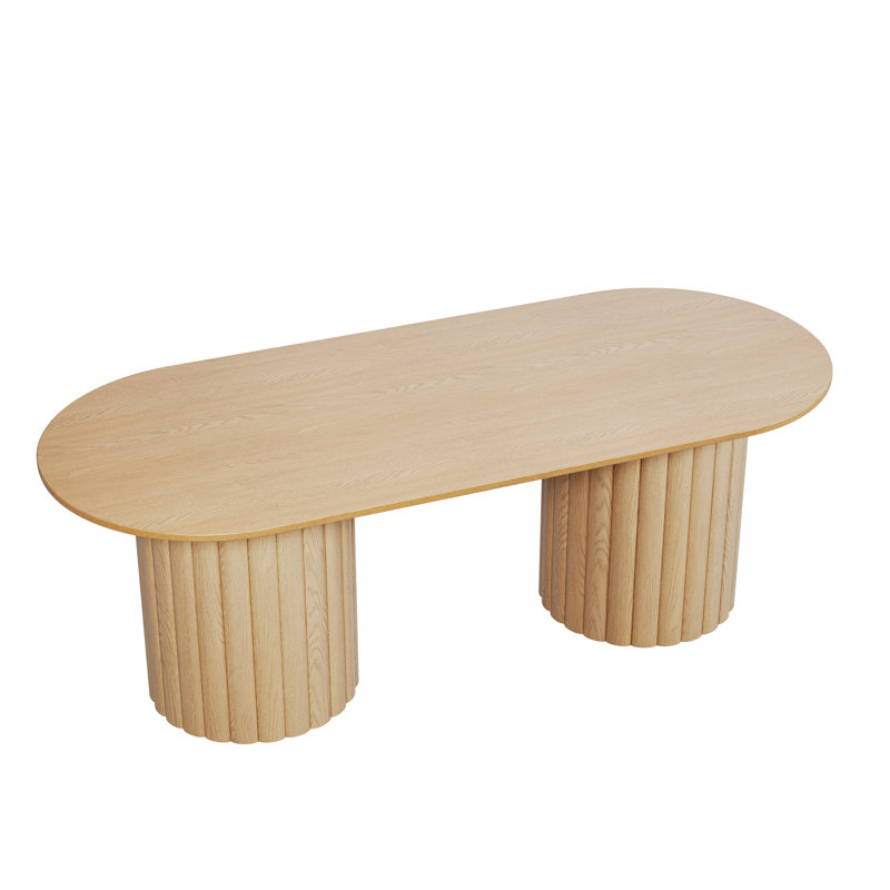 Table de salle à manger en bois massif 86 "avec double piédestal Audna, Oak