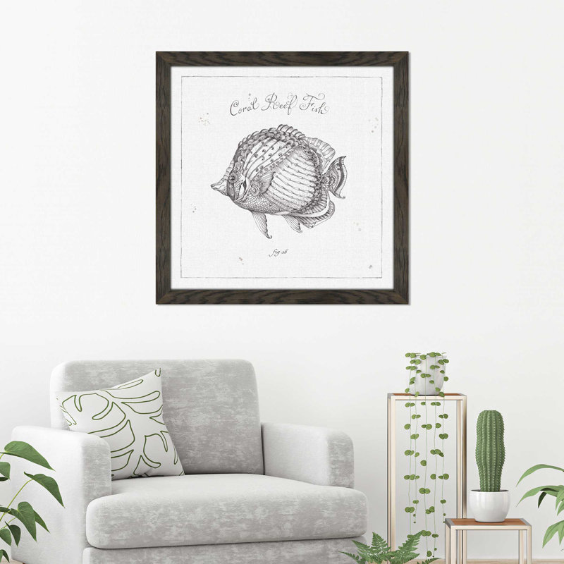 " Underwater Life VI ", 31.5" H x 31.5" W x 1" D, Chocolate Distressed Framed